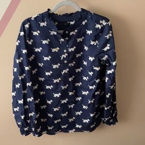 Talbots Blue and White Button Down Shirt with Playful Print